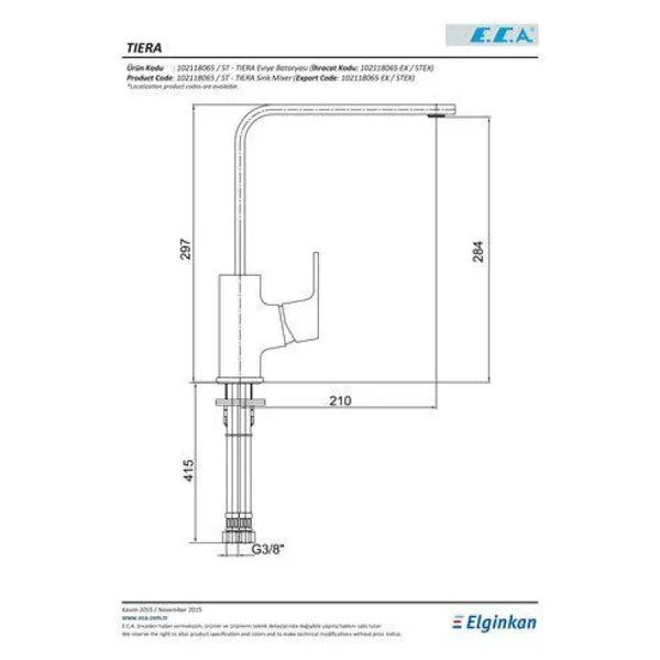 E.C.A. Tiera 104818123 Krom Mutfak Bataryası - Görsel 4