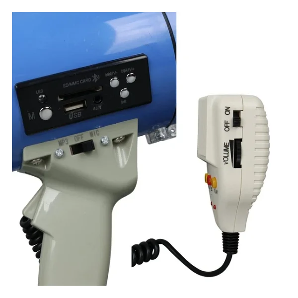 Magicvoice Mv-66 USB Sd Mmc Mayklı 25 W Megafon Pilli Ve Şarj Üniteli Sirenli Can Kurtaran Yüksek Sesli Megafon - Görsel 8