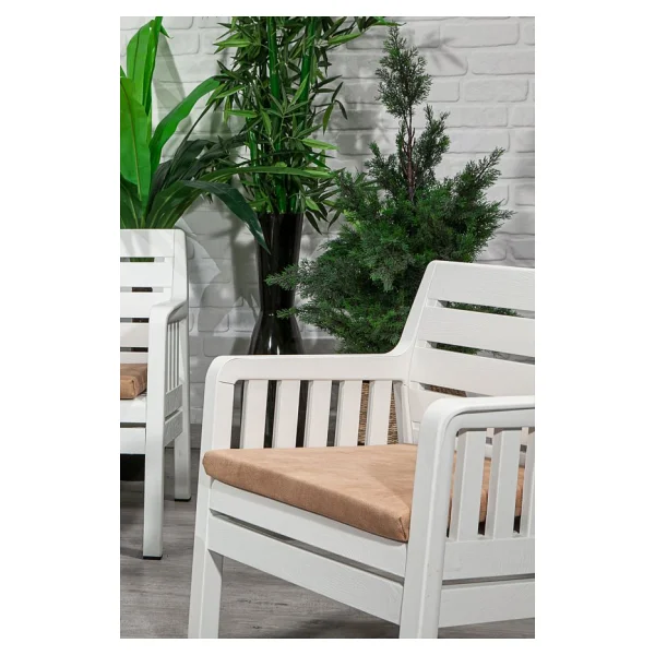 Sandalie Lara 3 1 1 S Bahçe Takımı Balkon - Bahçe - Teras Mobilyası / Beyaz - Görsel 5