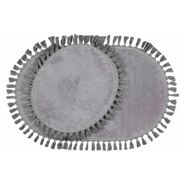 My Evilla Modern Dekoratif Simirna Pelus Oval Ponpon Sacakli Klozet Takimi - Görsel 6
