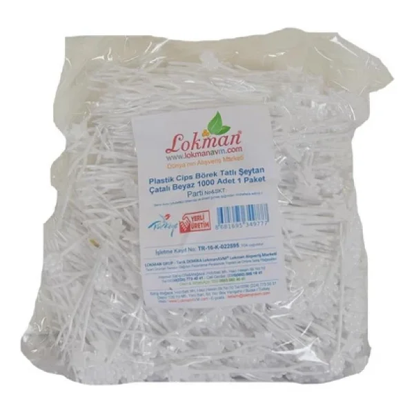 Plastik Papates Cipsi Börek Tatlı Şeytan Çatalı Beyaz 1000 Adet - Görsel 3