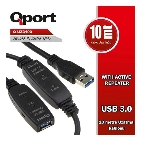 Qport Q-Uz3100 10 M USB 3.0 Uzatma Kablosu - Görsel 4