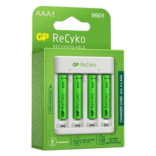 Gp E411 USB Pil Şarj Aleti + 950 mAh 4'lü Şarjlı Aaa İnce Kalem Pil - Görsel 6