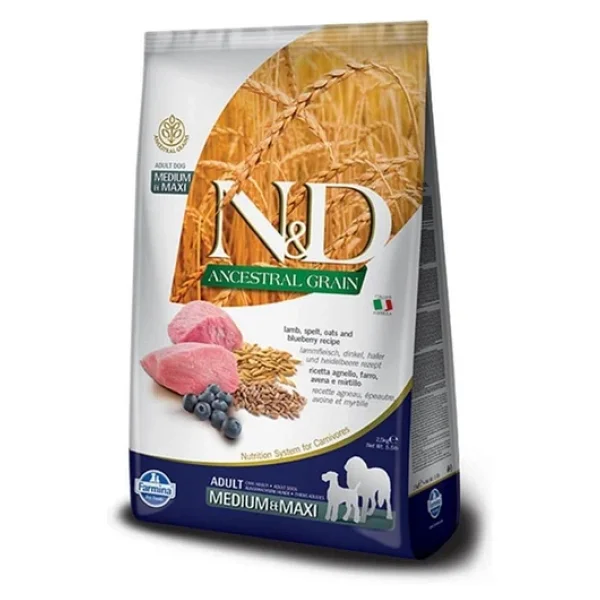 N&D Ancestral Grain Düşük Tahıllı Kuzu Etli Ve Yaban Mersinli 12 Kg Orta Büyük Irk Yetişkin Köpek Maması - Görsel 6