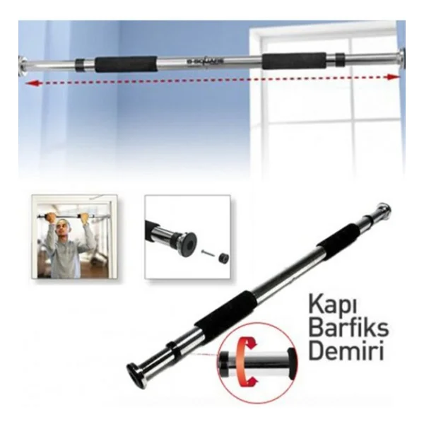 Leyaton Ayarlanabilir Kapı Ve Duvar Arası Barfiks Demiri Barfiks Aleti Barfiks Çekme 62 Cm Barfiks Çubuğu - Görsel 3