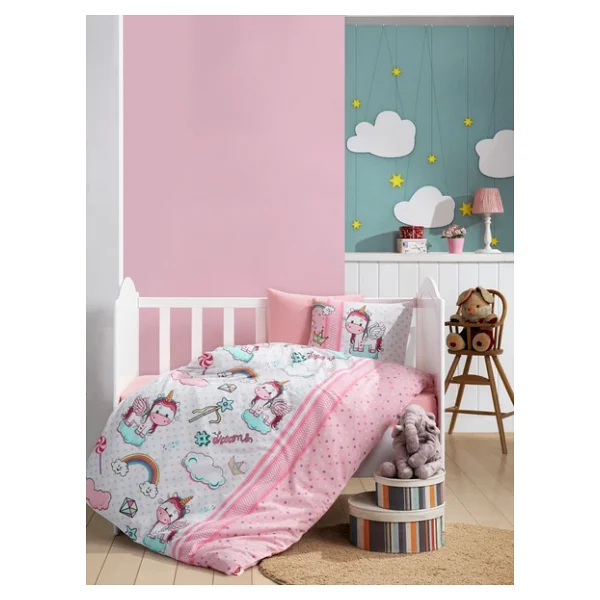 Cotton Box Flanel Bebek Nevresim Takımı Unicorn Pembe - Görsel 3