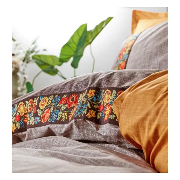 Cotton Box Folk Art Vizon Çift Kişilik Nevresim Takımı - Görsel 7