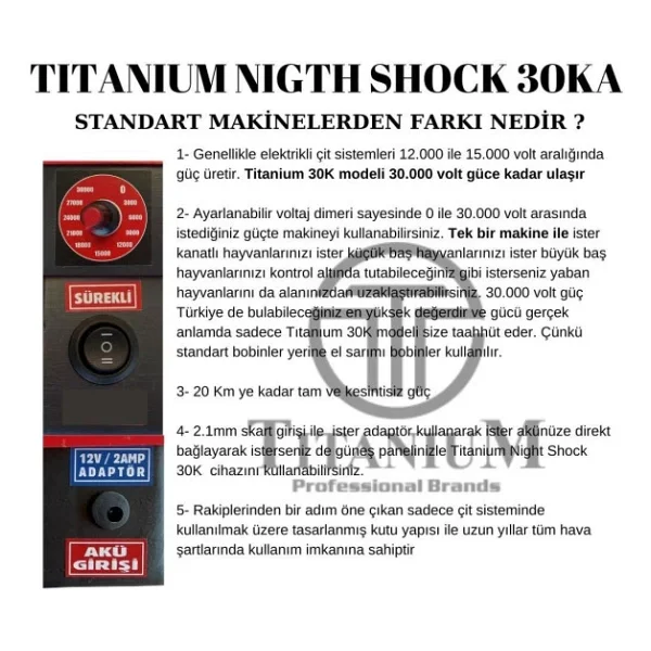Titanium Night Shock 30ka Elektirikli Çit Sistemi 30000 Volt - Görsel 5