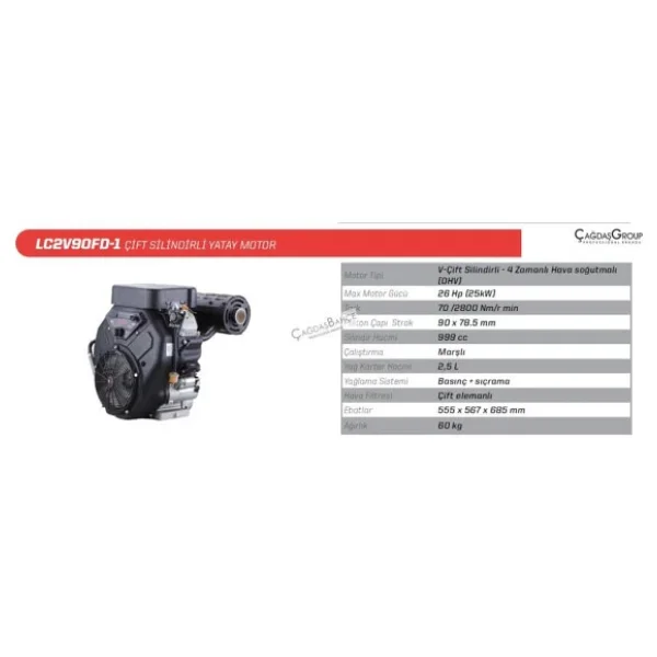 Loncin Lc2v90fd-1 26 Hp Marşlı Dikey Makine Motoru - Görsel 4