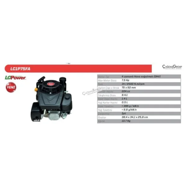 Loncin Lc1p75fa 7.5 Hp Dikey Şaftlı Tek Motor - Görsel 6