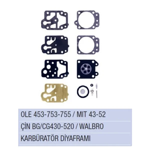 Oleomac 453 / 753 / 755 Karbüratör Diyafram Takımı - Warbro - Görsel 2