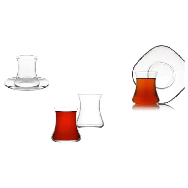 Lav Lal Keyf Çay Bardak Seti Takımı - Çay Bardağı - Tabağı Takımı 12 Prç. - Görsel 3