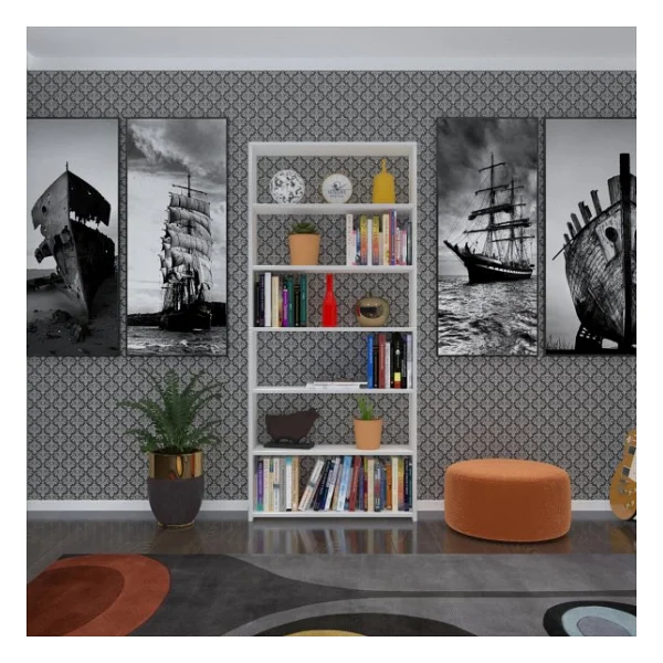 Kenzlife Kitaplık Süper Ga 180x80x19 Byz 6 Katlı Tek Bölme Çift Bölme Opsiyonlu Ofis Mutfak Banyo Dolabı Arkalıksız - Görsel 5