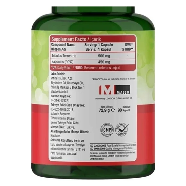 Nature's Supreme Tribulus Terrestris 90 Kapsül - Görsel 4