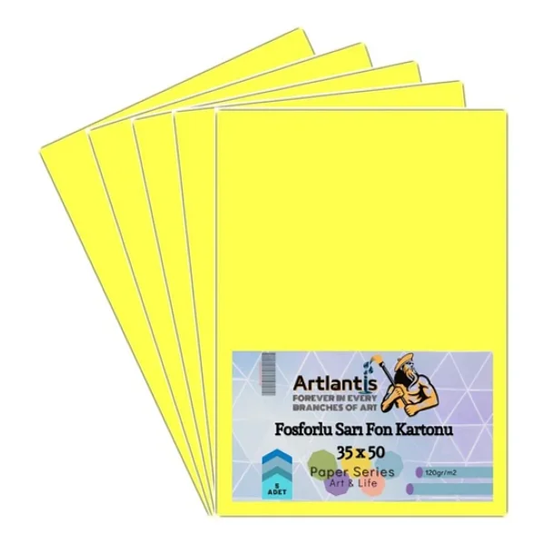 Fon Kartonu Fosforlu Sarı 35x50 5 Adet Artlantis Fosforlu Fon Kartonu Sarı 35x50 5 Adet