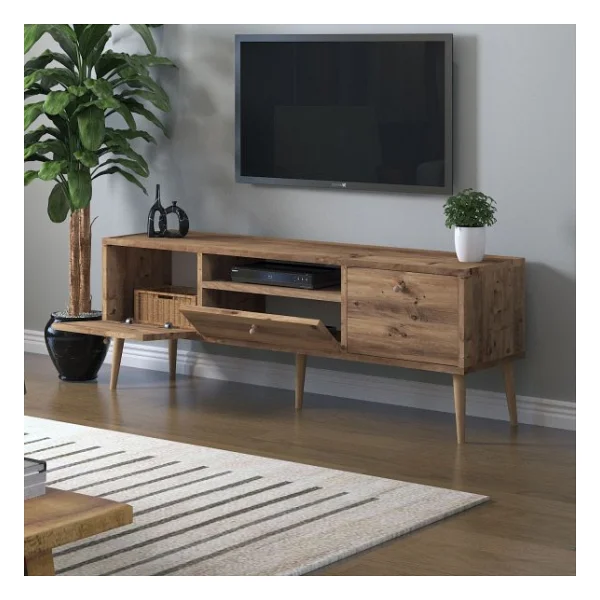 Mbes Mobilya Beyza Ahşap Ayaklı 140 Cm Atlantik Çam TV Sehbası - Görsel 6