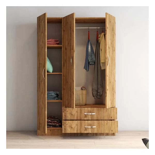 Tanmob 3 Kapılı Iki Çekmeceli Geniş Gardrop Çam - Grd0502 - Sarı - Görsel 2