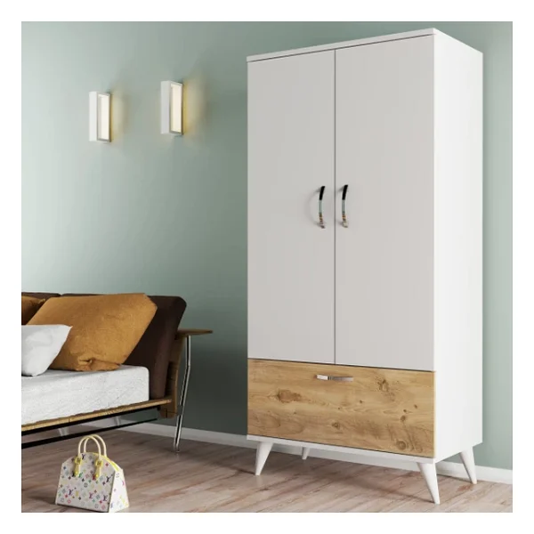 Tanmob Nova 2 Kapılı Gardırop Beyaz-Çam - Grd0203 - Görsel 3