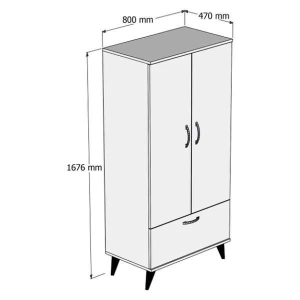 Tanmob Nova 2 Kapılı Gardırop Beyaz-Çam - Grd0203 - Görsel 6