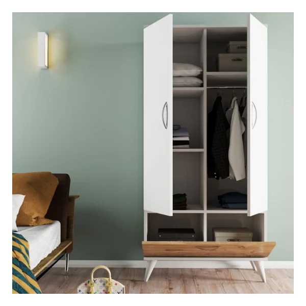 Tanmob Nova 2 Kapılı Gardırop Beyaz-Çam - Grd0203 - Görsel 5