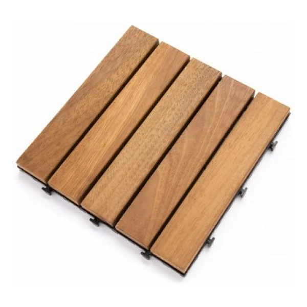 Sunsoe İroko Ağacı Balkon Bahçe Ahşap Yer Döşemesi Karo Deck 30x30 Cm - 10 Adet (0,9m2) - Görsel 2
