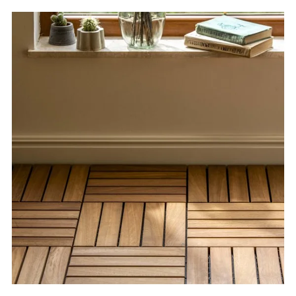 Sunsoe İroko Ağacı Balkon Bahçe Ahşap Yer Döşemesi Karo Deck 30x30 Cm - 10 Adet (0,9m2) - Görsel 4