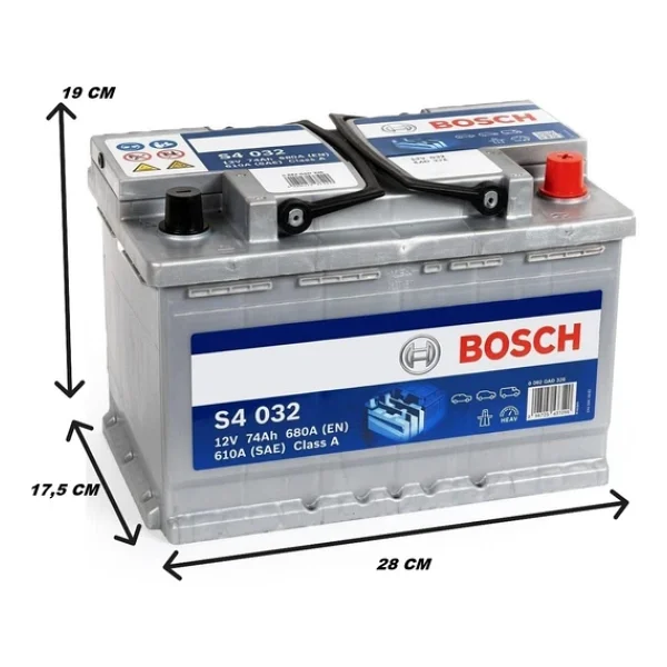 Bosch S4 032 Silver 12 V 74 Ah 680 A Akü - Görsel 4