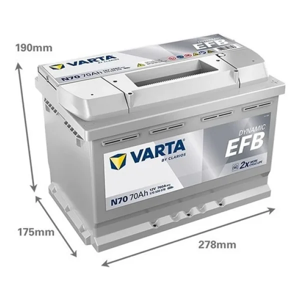 Varta Blue Dynamic N70 Start-Stop Efb 12 V 70 Ah 760 Cca Akü - Görsel 6