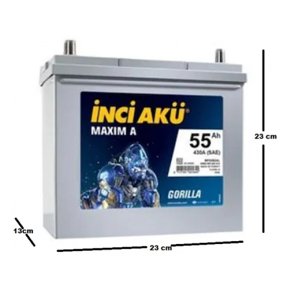 İnci Maxim A Gorilla Asia Düz Kutup 12 V 55 Ah 500 Cca Akü - Görsel 4
