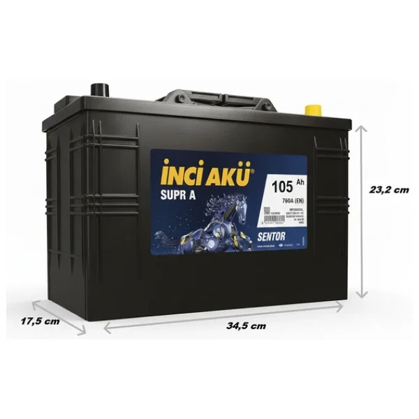 İnci Supr A Sentor 12 V 105 Ah Akü - Görsel 4