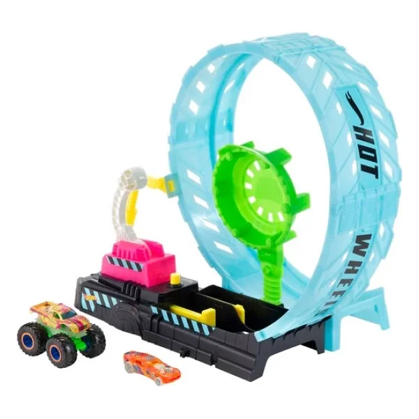 Hot Wheels Monster Trucks Karanlıkta Parlayan Çemberde Yarış Seti Hbn02 - Görsel 6