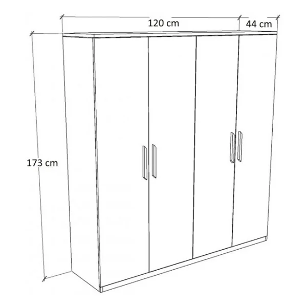 Metalia Gm 051 Aynalı 4 Kapaklı Gardırop - Görsel 6