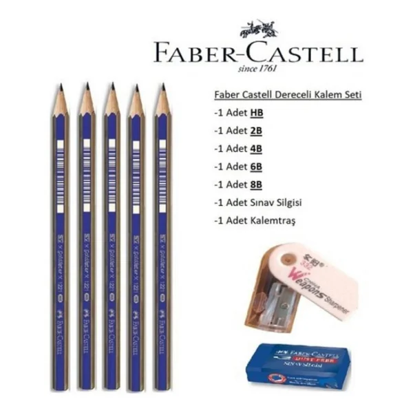 Faber-Castell Resim Kalemi Faber Dereceli Kalem Seti Karakalem Seti Hb-2b-4b-6b-8b 5'li Set - Görsel 5