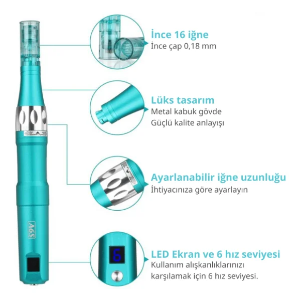 Dr Pen Ultima Ultima A6s Orjinal Dermapen Cihazı Şarjlı Yedek Bataryalı Yüz Yenileme Cilt Peeling Makinası - Görsel 6