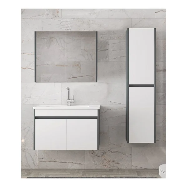 Alfa Banyo Estella-Ea 80+35 Cm Mdf-Aynalı Boy Dolaplı-Lavabolu Banyo Dolabı Takımı - Görsel 3