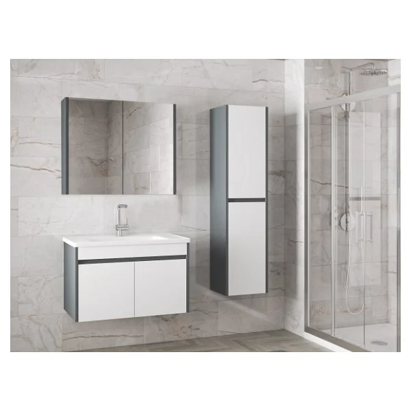 Alfa Banyo Estella-Ea 80+35 Cm Mdf-Aynalı Boy Dolaplı-Lavabolu Banyo Dolabı Takımı - Görsel 4