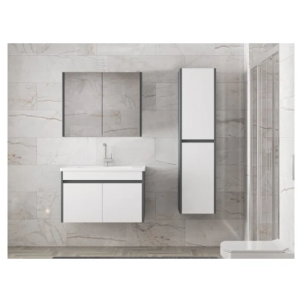 Alfa Banyo Estella-Ea 80+35 Cm Mdf-Aynalı Boy Dolaplı-Lavabolu Banyo Dolabı Takımı - Görsel 6
