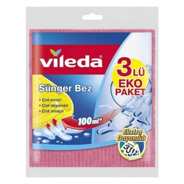 Vileda Sünger 3'lü Temizlik Bezi - Görsel 3