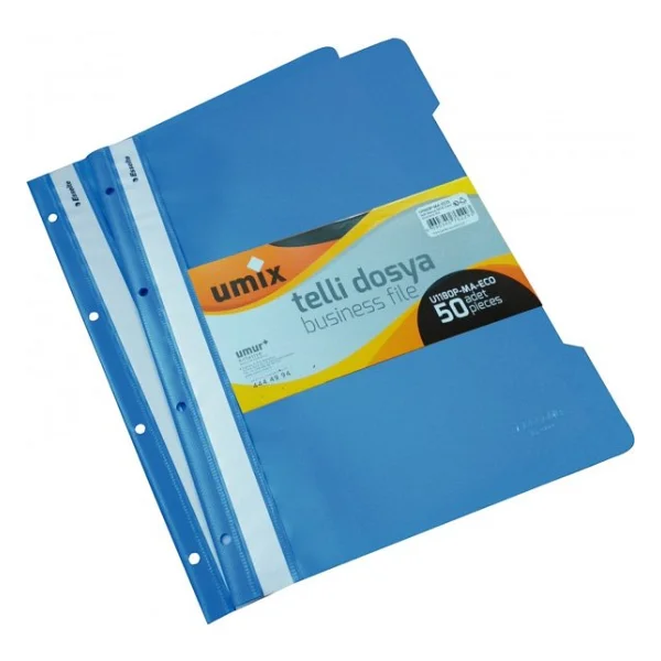 Umix Telli Dosya Eco Plastik Mavi 500'lü Paket - Görsel 6