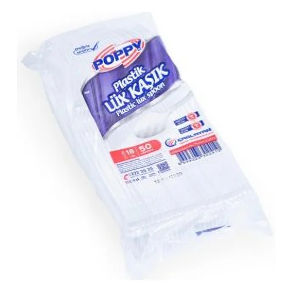 Poppy Plastik Lüx Şeffaf Kaşık - 18 Cm. - 3.2 Gr. - 50 Adetlik 10 Paket - Görsel 5