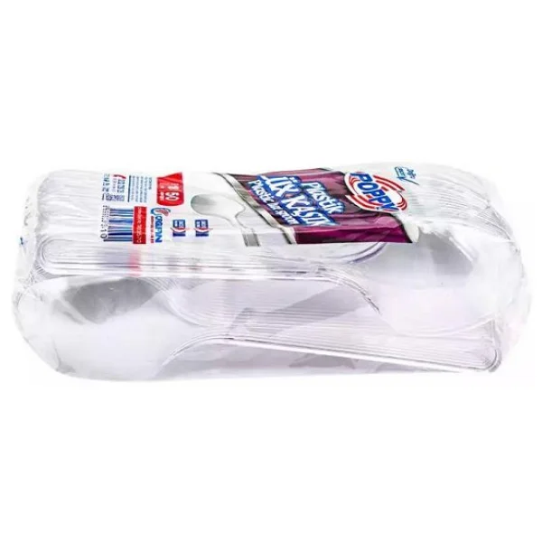 Poppy Plastik Lüx Şeffaf Kaşık - 18 Cm. - 3.2 Gr. - 50 Adetlik 10 Paket - Görsel 8