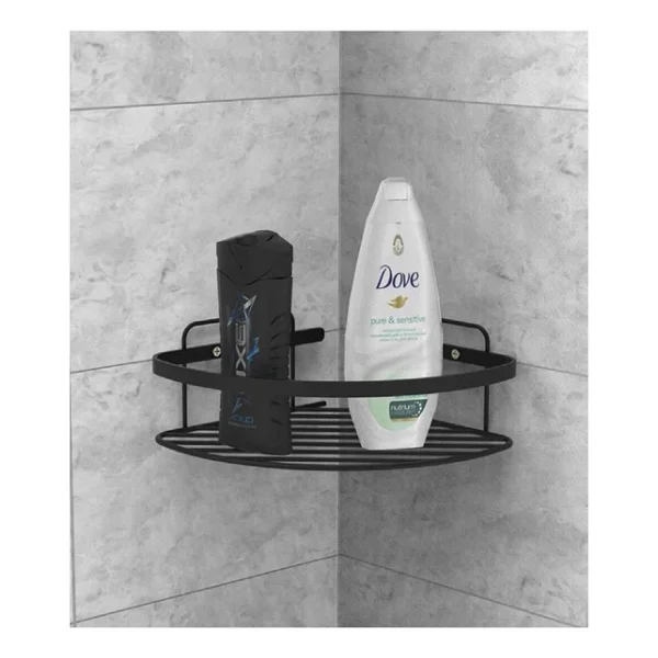 Tema Tek Katlı Köşelik Banyo Rafı Şampuanlık Mat Siyah Paslanmaz - Görsel 5