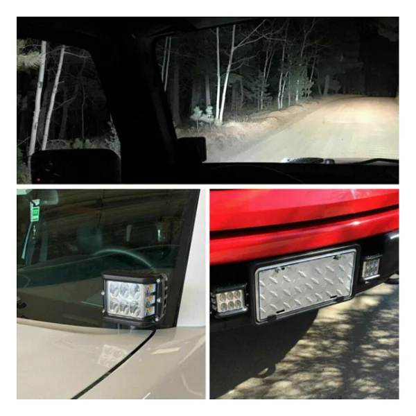Off Road Motosiklet 45w 12 LED 10cm Beyaz Turuncu Çakarlı Kare Sis Farı Çalışma Lambası 2 Adet Sağ Sol - Görsel 5