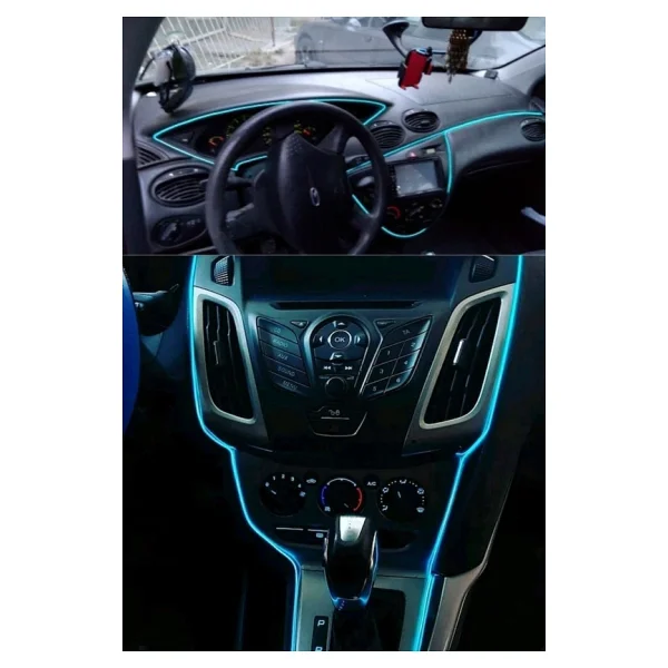 2 Metre Araç Içi Buz Mavisi Torpido Ledi Ip Şerit- Ip Neon LED - 2 Metre Buz Mavi - Görsel 3