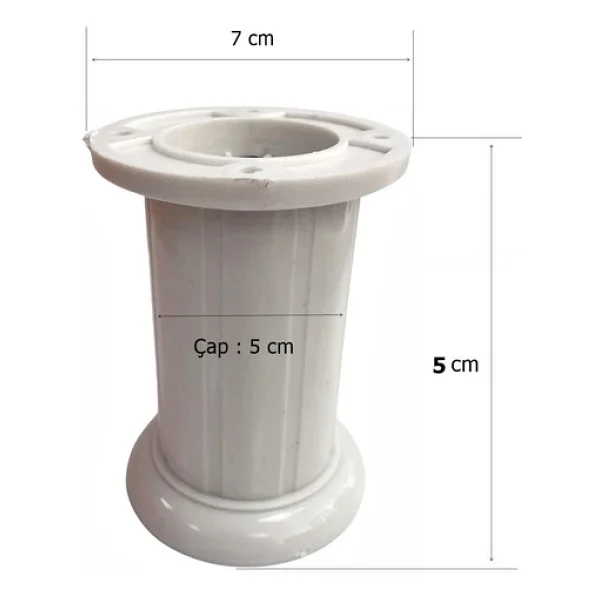 Safir Plastik Ayak Mobilya Koltuk Ayağı Beyaz 5 Cm - Görsel 2