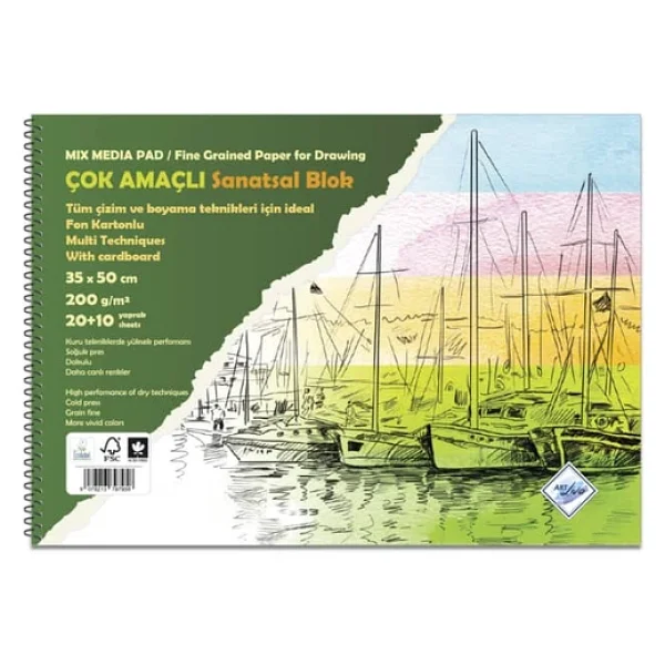 Art Liva Fon Kartonlu 200 Gr 35x50 30 Sayfa Sanatsal Resim Defteri - Görsel 3