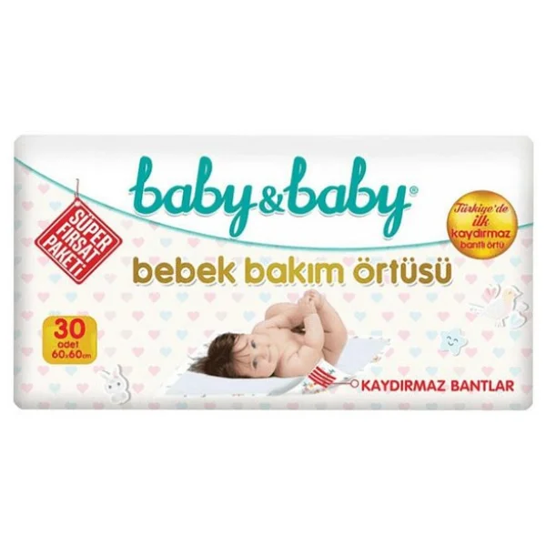 Baby&Baby Kaydırmaz Bantlı 30'lu 2 Paket Bebek Bakım Örtüsü - Görsel 4