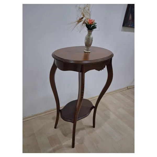 Fiskos St 17971 Ciceklik Oyma Model Kaplama Kayin Tabla Ayak Parlak Ceviz Elyapim - Görsel 8