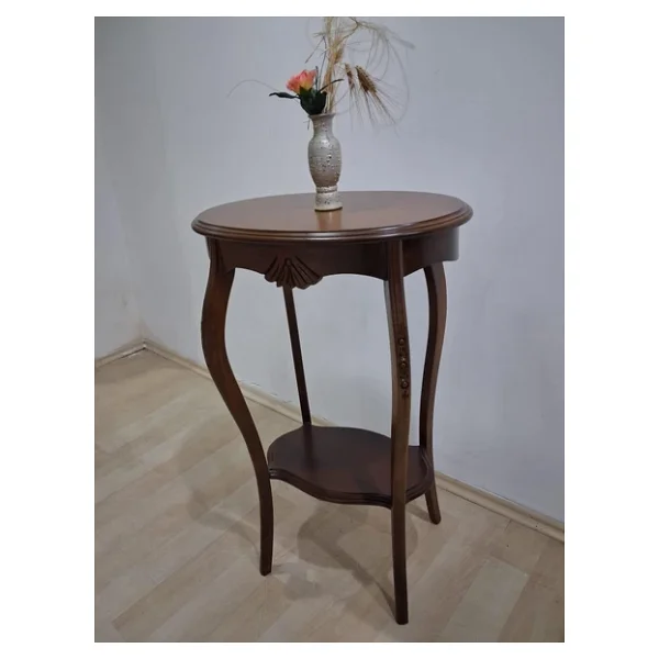 Fiskos St 17971 Ciceklik Oyma Model Kaplama Kayin Tabla Ayak Parlak Ceviz Elyapim - Görsel 9