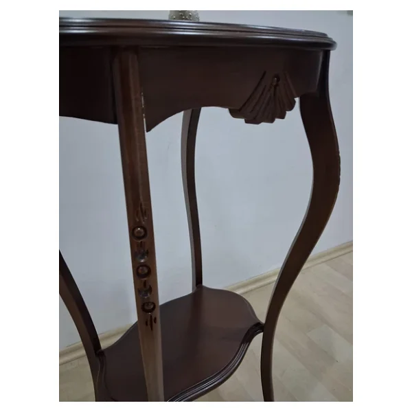 Fiskos St 17971 Ciceklik Oyma Model Kaplama Kayin Tabla Ayak Parlak Ceviz Elyapim - Görsel 7